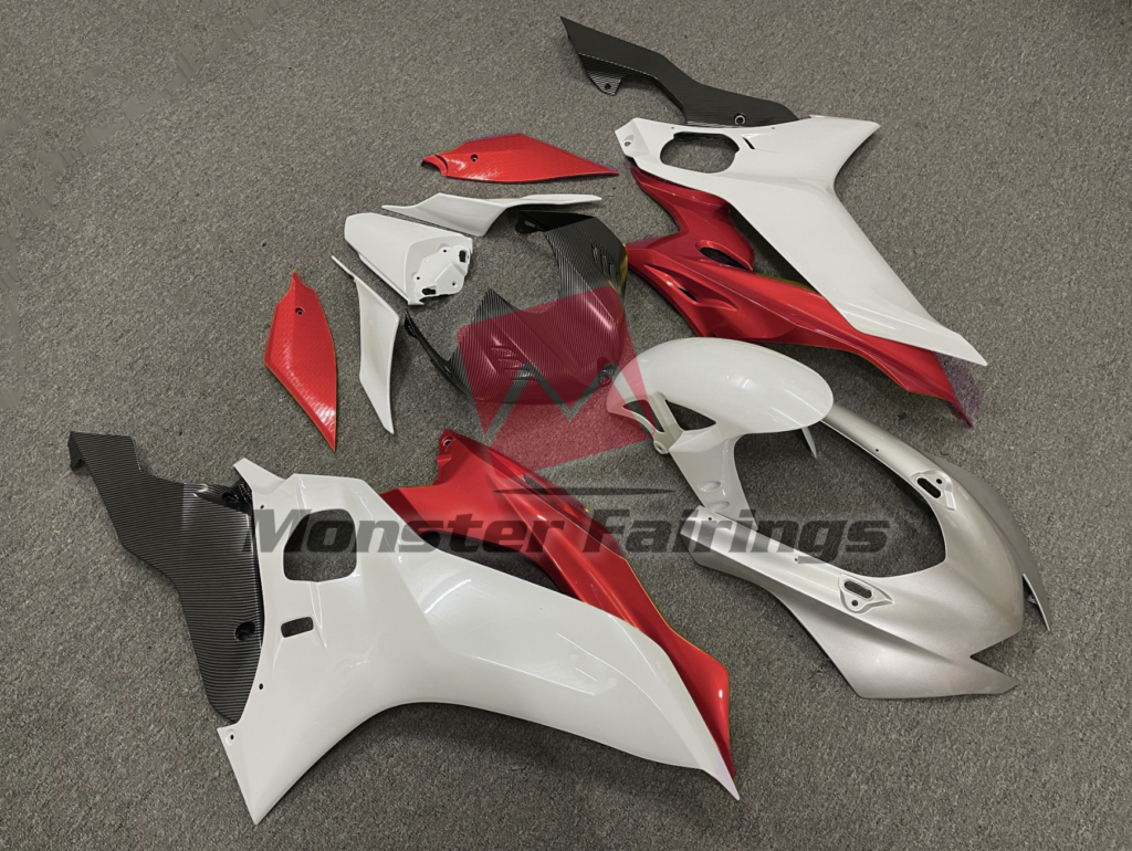 Silver White and Red ABS fairings for Yamaha R6 2017 - 2022 - premium OEM fit kit by Monster Fairings