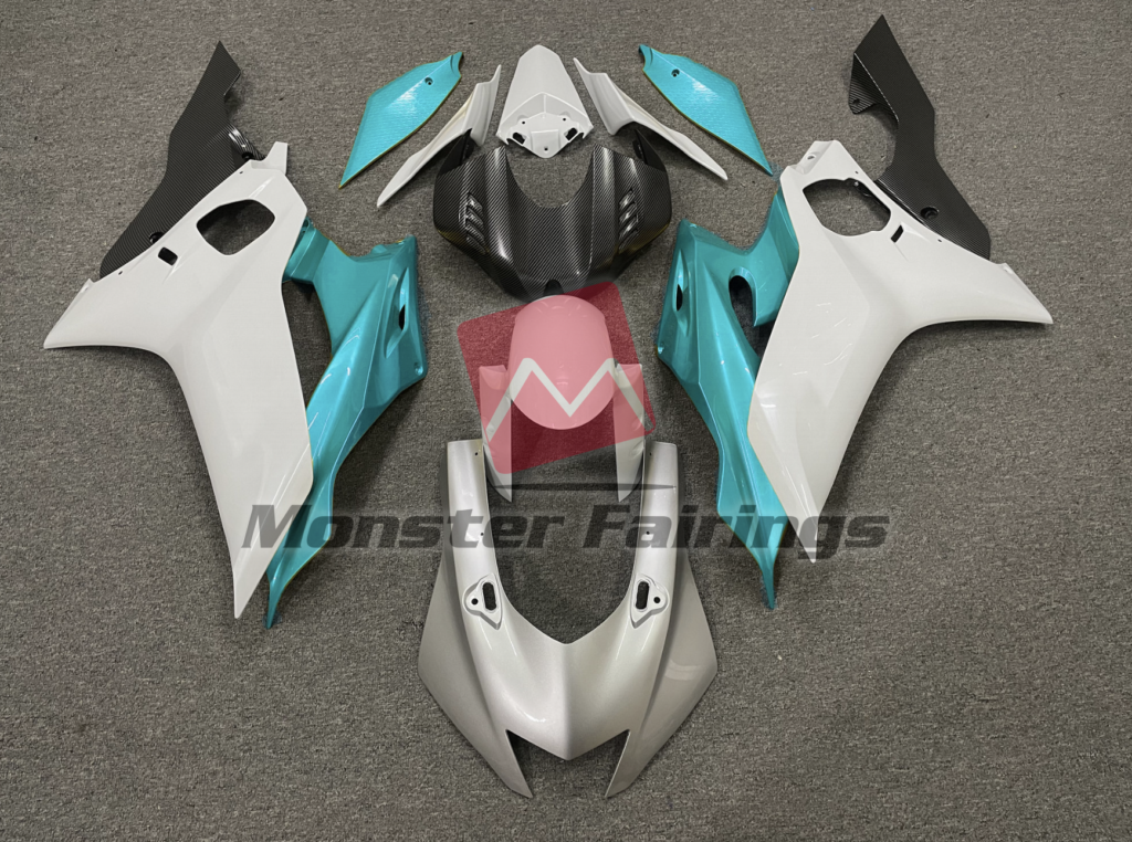 Yamaha R6 2017 - 2022 Silver White Light Blue ABS fairings - custom motorcycle bodywork kit by Monster Fairings