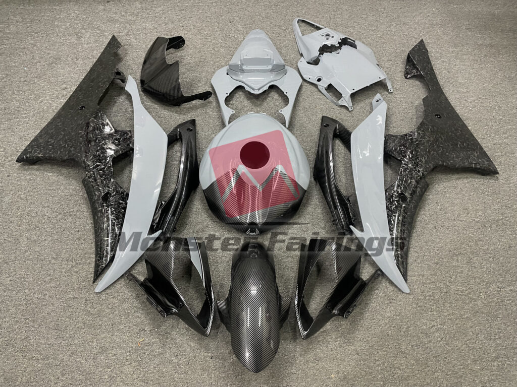 Yamaha R6 2008 - 2016 Gloss Nardo Gray Forged & Carbon Fiber ABS fairings - custom motorcycle bodywork kit by Monster Fairings