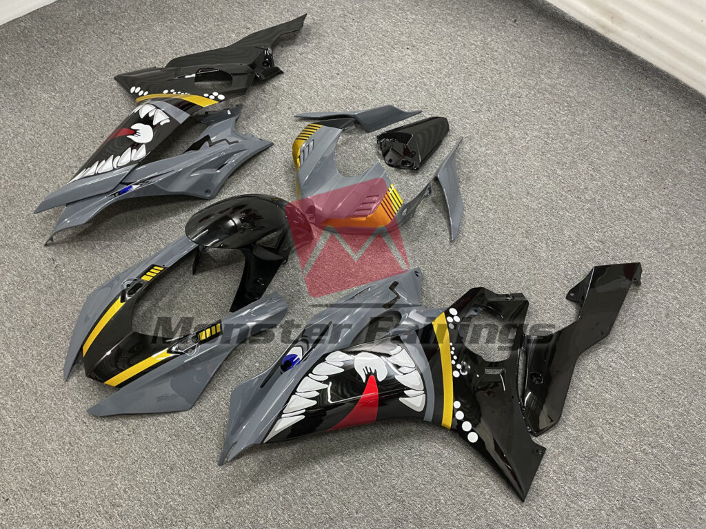 Yamaha R6 custom ABS fairings 2017 - 2022 in Special Nardo Shark with Gold - durable replacement kit, Monster Fairings