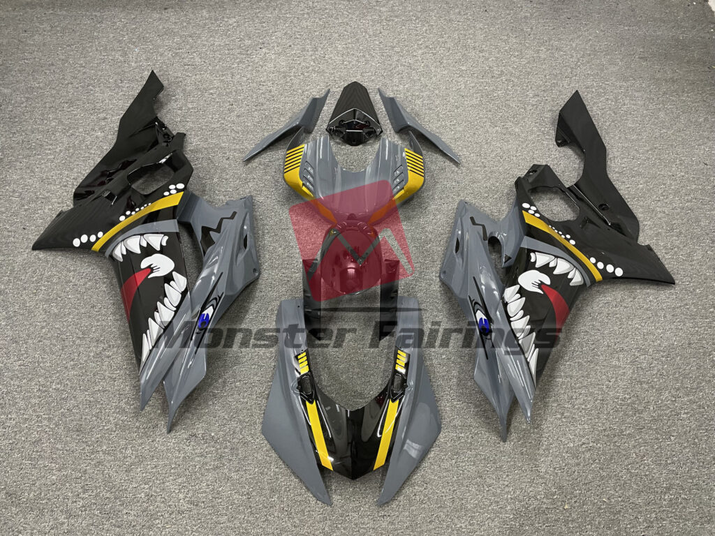 Yamaha R6 2017 - 2022 Special Nardo Shark with Gold ABS fairings - custom motorcycle bodywork kit by Monster Fairings