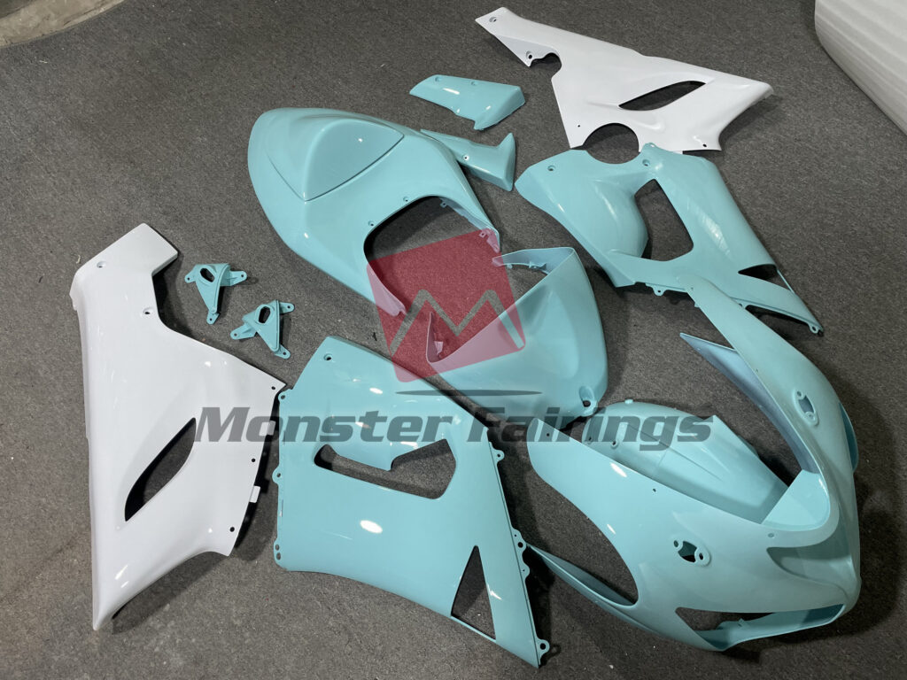 Aqua and White ABS fairings for Kawasaki ZX6R 2005 - 2006 - premium OEM fit kit by Monster Fairings