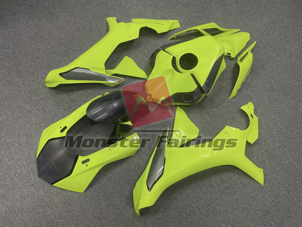 Yamaha R1 custom ABS fairings 2015 - 2019 in High Vis Yellow w Gray - durable replacement kit, Monster Fairings