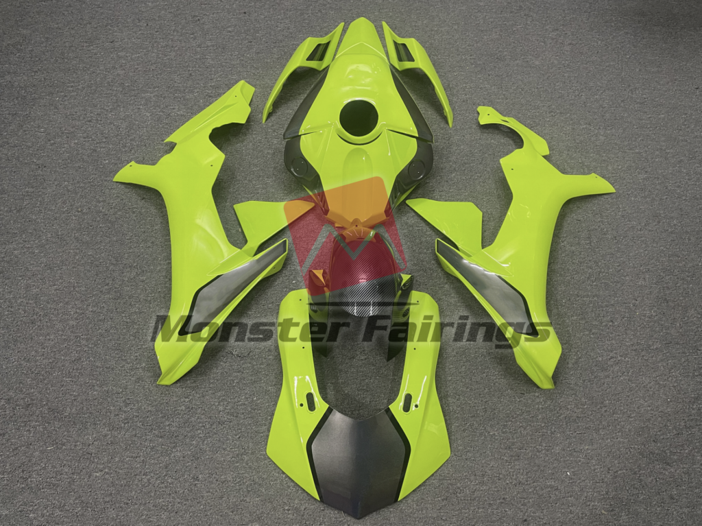 Yamaha R1 2015 - 2019 High Vis Yellow w Gray ABS fairings - custom motorcycle bodywork kit by Monster Fairings