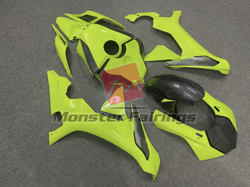 High Vis Yellow w Gray ABS fairings for Yamaha R1 2015 - 2019 - premium OEM fit kit by Monster Fairings