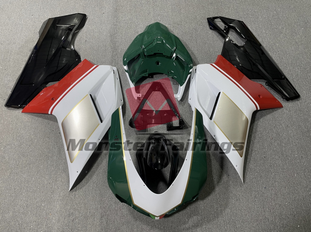 Ducati 848 1098 1198 2007 - 2012 Tri Colore Design ABS fairings - custom motorcycle bodywork kit by Monster Fairings