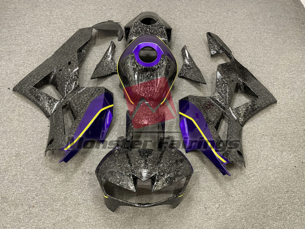 Honda CBR600RR 2013 - 2025 Forged Carbon Fiber with Purple ABS fairings - custom motorcycle bodywork kit by Monster Fairings