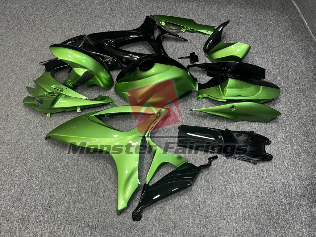 2006 - 2007 Suzuki GSXR 600 - 750 Gloss Green & Black Split fairing set - ABS injection, custom painted by Monster Fairings