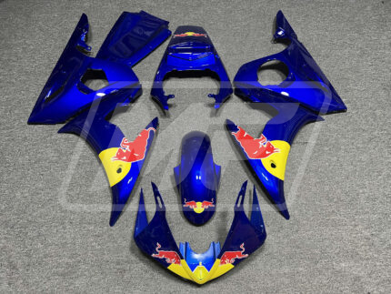 Yamaha R6 2008-2016 Gloss Blue & Yellow with Red Bull ABS Fairings | Monster Fairings