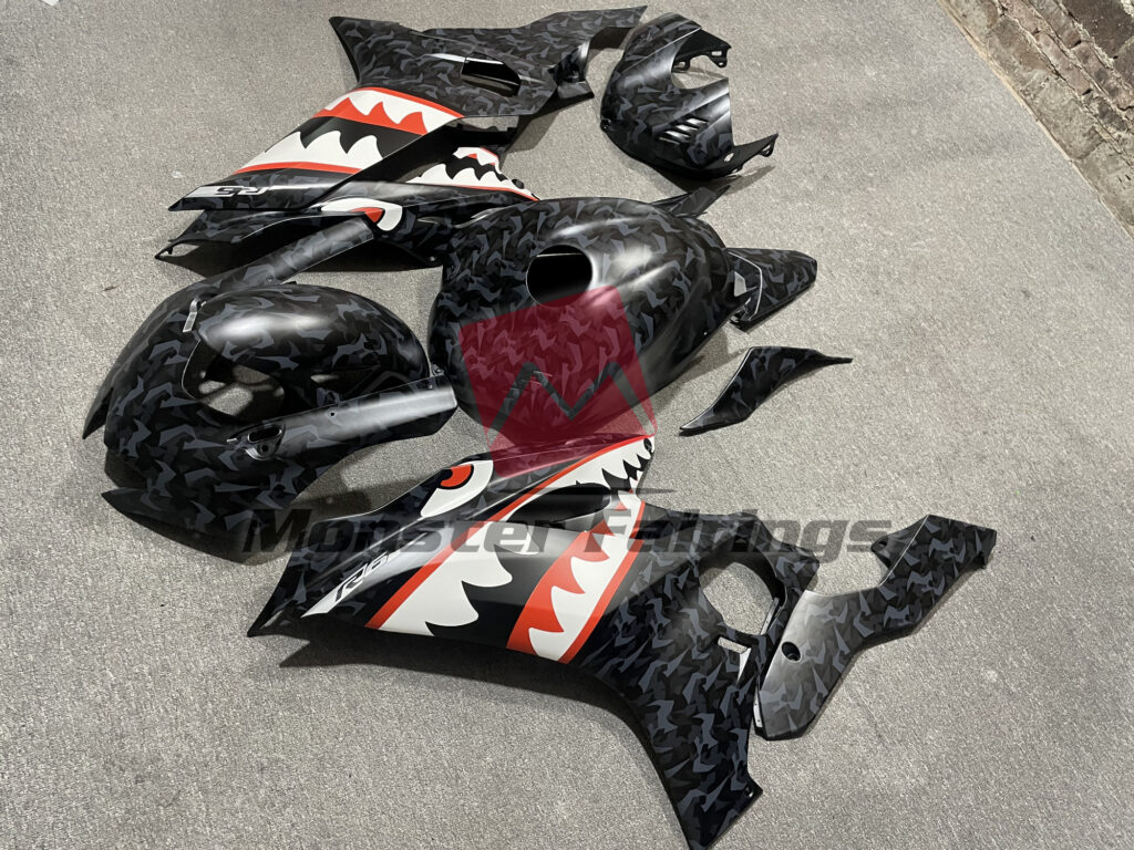 Yamaha R6 custom ABS fairings 2017 - 2022 in Dark Urban Camo Shark - durable replacement kit, Monster Fairings