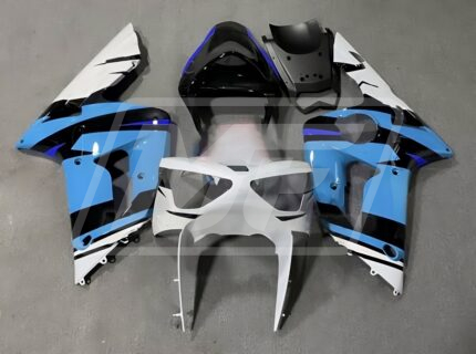 Kawasaki ZX6R 2003-2004 Gloss Sky Blue with White ABS Fairings | Monster Fairings