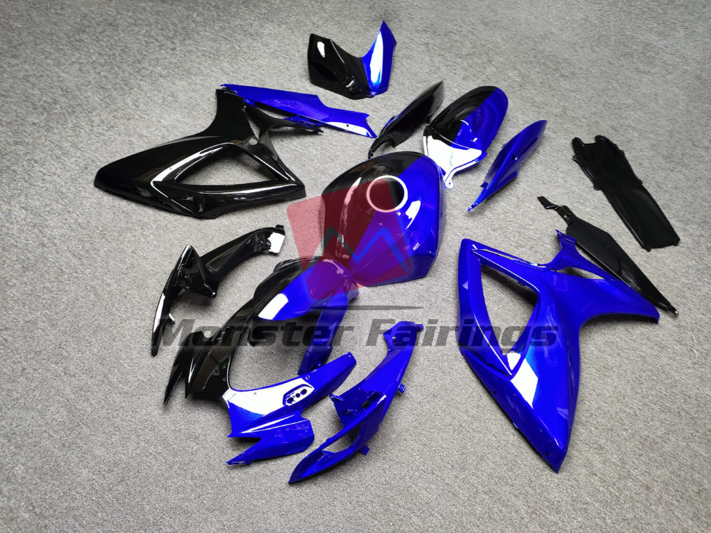 2006 - 2007 Suzuki GSXR 600 - 750 Gloss Half Blue & Black fairing set - ABS injection, custom painted by Monster Fairings