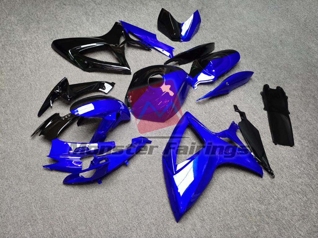 Suzuki GSXR 600 - 750 custom ABS fairings 2006 - 2007 in Gloss Half Blue & Black - durable replacement kit, Monster Fairings