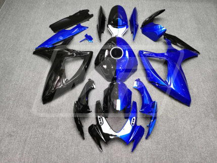 Suzuki GSXR 600-750 2006-2007 Gloss Half Blue & Black ABS Fairings | Monster Fairings