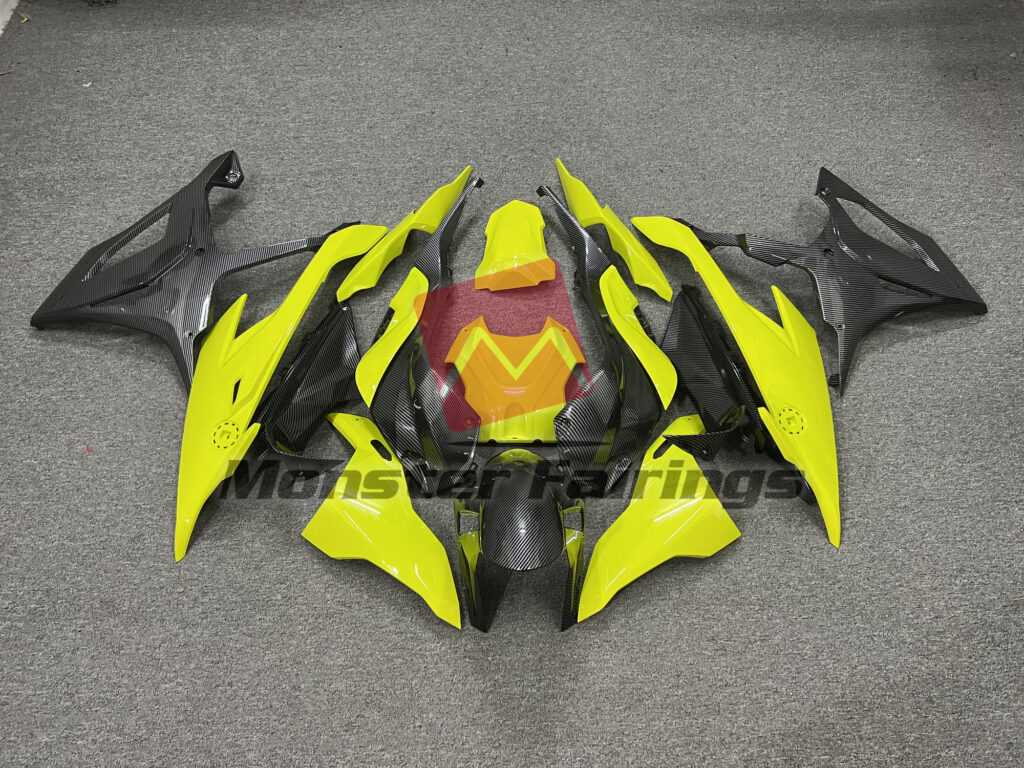 BMW S1000RR 2019 - 2022 Yellow Carbon Fiber Style ABS fairings - custom motorcycle bodywork kit by Monster Fairings