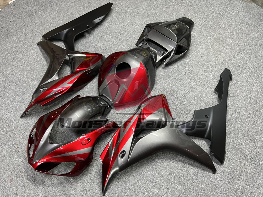 Honda CBR1000RR custom ABS fairings 2006 - 2007 in Dark Grey and Red - durable replacement kit, Monster Fairings