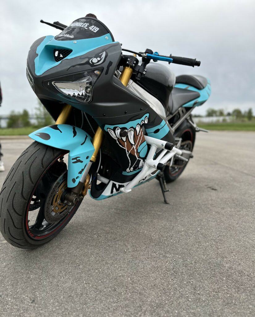2003 - 2004 Kawasaki ZX6R Gloss Gray & Teal Monster fairing set - ABS injection, custom painted by Monster Fairings