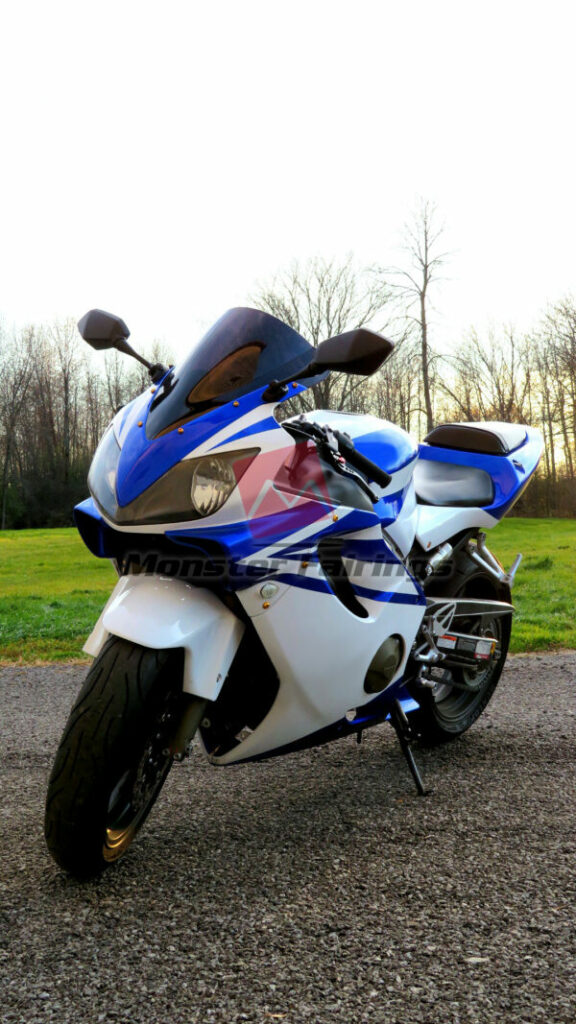 Honda CBR600 F4i custom ABS fairings 2001 - 2003 in Gloss White & and Blue - durable replacement kit, Monster Fairings