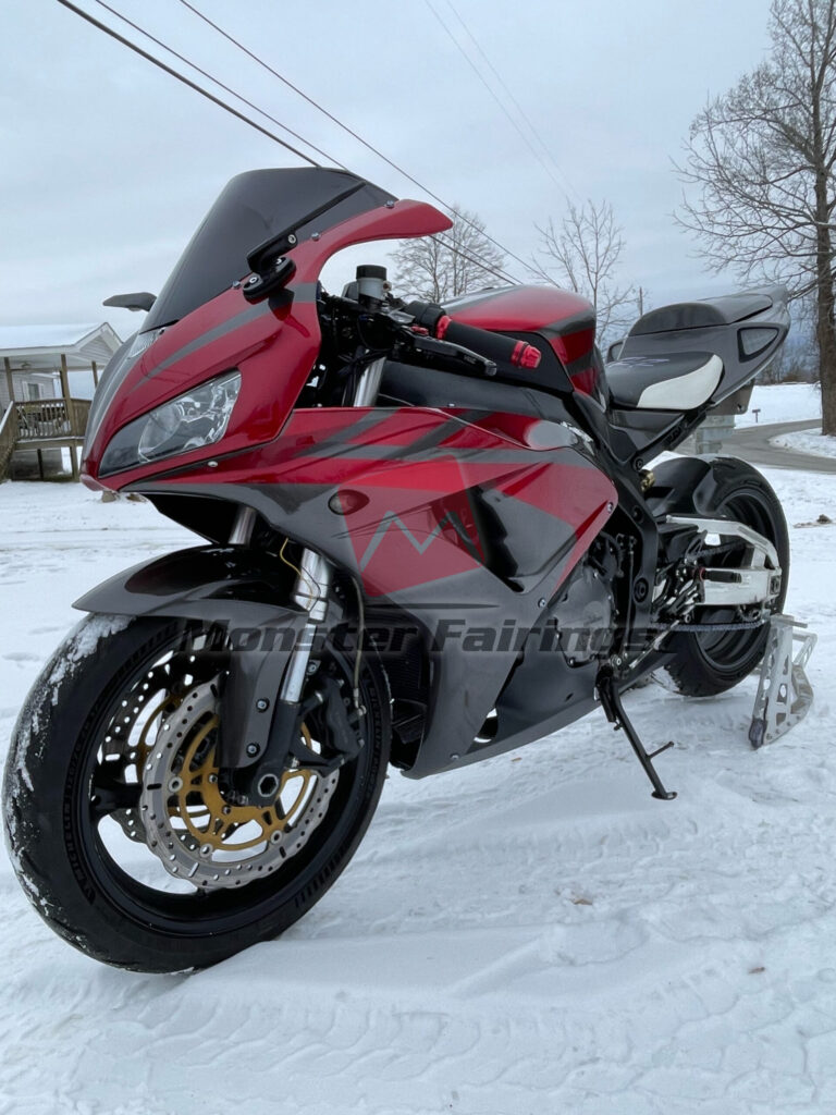 2006 - 2007 Honda CBR1000RR Dark Grey and Red fairing set - ABS injection, custom painted by Monster Fairings