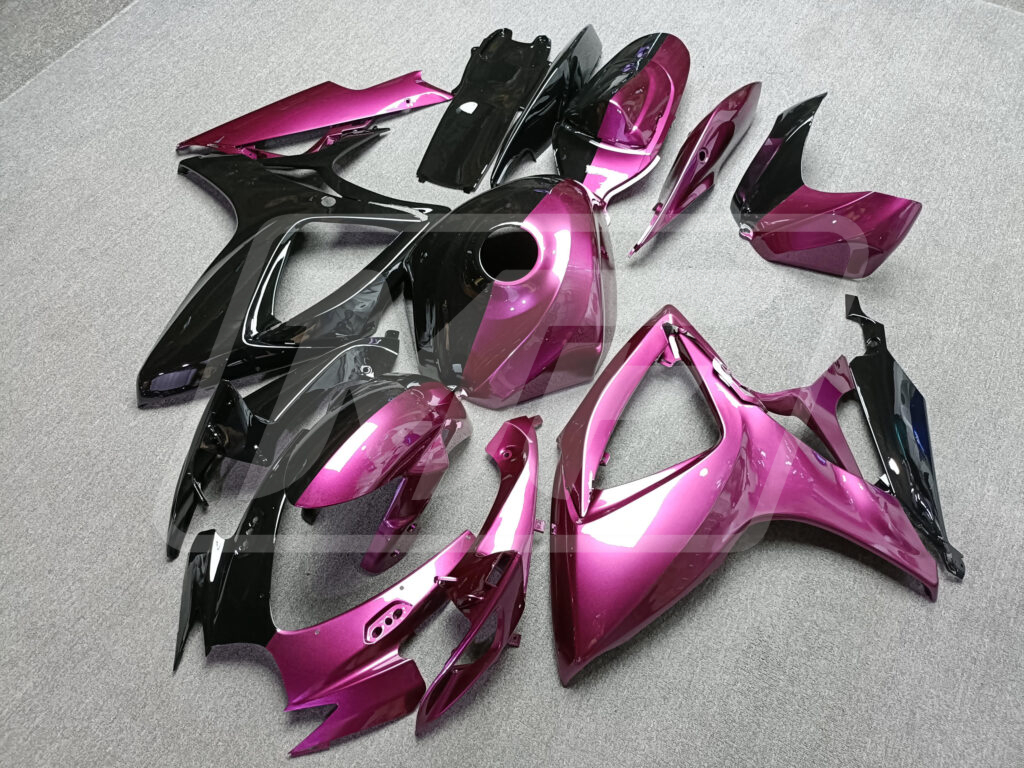2006 - 2007 Suzuki GSXR 600 - 750 Gloss Black & Pink Split fairing set - ABS injection, custom painted by Monster Fairings