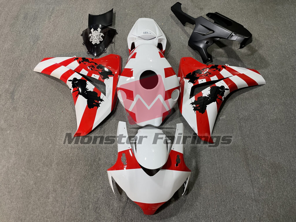 Honda CBR1000RR 2008 - 2011 Gloss White & and Red Samurai ABS fairings - custom motorcycle bodywork kit by Monster Fairings
