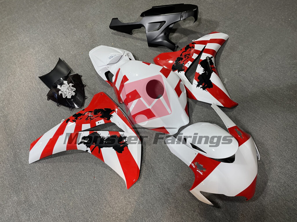 Gloss White & and Red Samurai ABS fairings for Honda CBR1000RR 2008 - 2011 - premium OEM fit kit by Monster Fairings