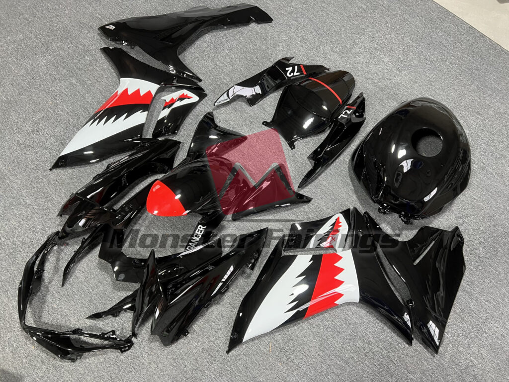Suzuki GSXR 600 - 750 custom ABS fairings 2011 - 2025 in Black Shark - durable replacement kit, Monster Fairings