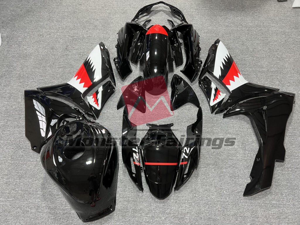 2011 - 2025 Suzuki GSXR 600 - 750 Black Shark fairing set - ABS injection, custom painted by Monster Fairings