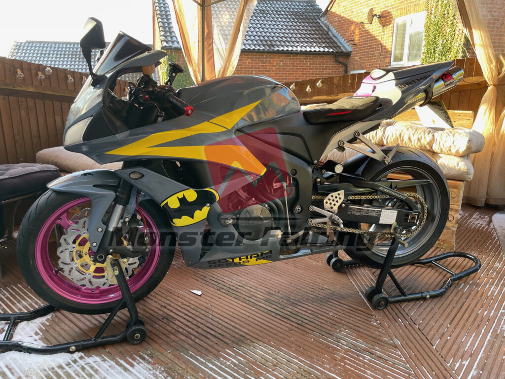 Honda CBR600RR custom ABS fairings 2007 - 2008 in Gloss Purple & Nardo Gray Batman vs Joker - durable replacement kit, Monster Fairings