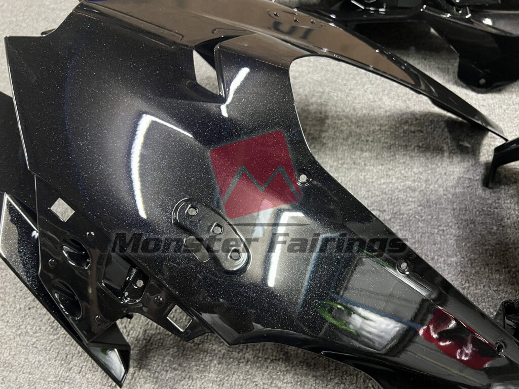2021 - 2025 Kawasaki ZX10R Gloss Metallic Black fairing set - ABS injection, custom painted by Monster Fairings