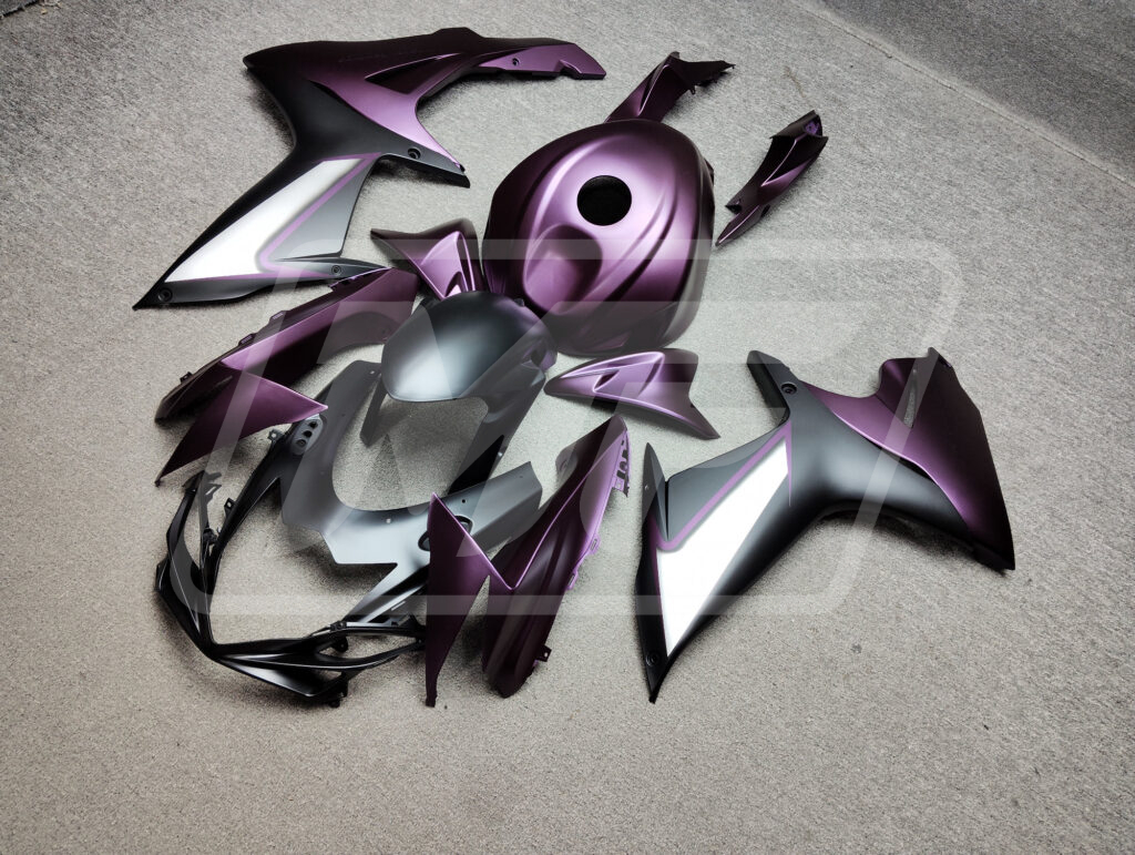 Matte Purple & Black with White ABS fairings for Suzuki GSXR 600 - 750 2011 - 2025 - premium OEM fit kit by Monster Fairings