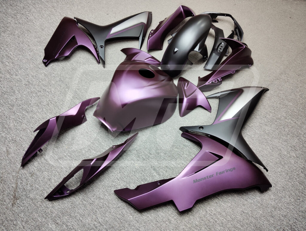 2011 - 2025 Suzuki GSXR 600 - 750 Matte Purple & Black with White fairing set - ABS injection, custom painted by Monster Fairings