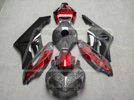 Honda CBR1000RR 2004-2005 Forged Carbon Fiber Style with Gloss Black & Red ABS Fairings | Monster Fairings