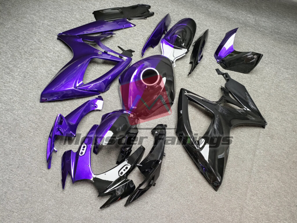 Suzuki GSXR 600 - 750 custom ABS fairings 2006 - 2007 in Gloss Purple & Black Split - durable replacement kit, Monster Fairings