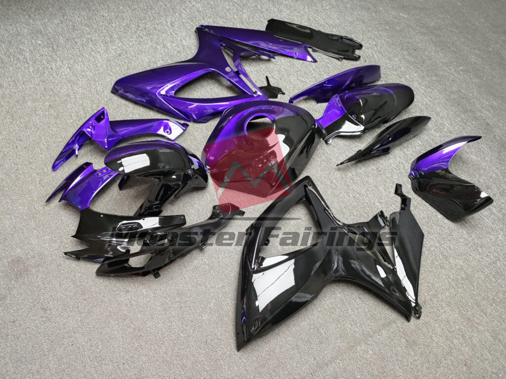 2006 - 2007 Suzuki GSXR 600 - 750 Gloss Purple & Black Split fairing set - ABS injection, custom painted by Monster Fairings