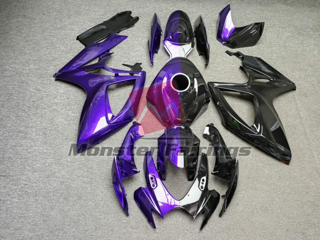 Suzuki GSXR 600 - 750 2006 - 2007 Gloss Purple & Black Split ABS fairings - custom motorcycle bodywork kit by Monster Fairings