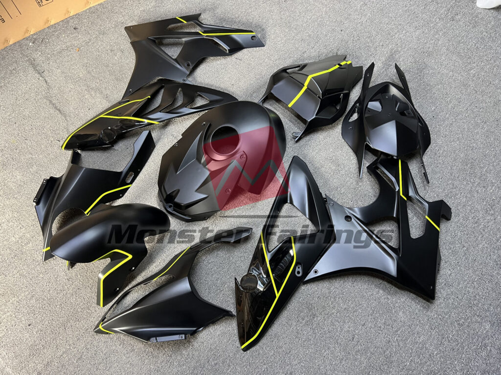 Matte & Gloss Black with Yellow ABS fairings for BMW S1000RR 2009 - 2014 - premium OEM fit kit by Monster Fairings