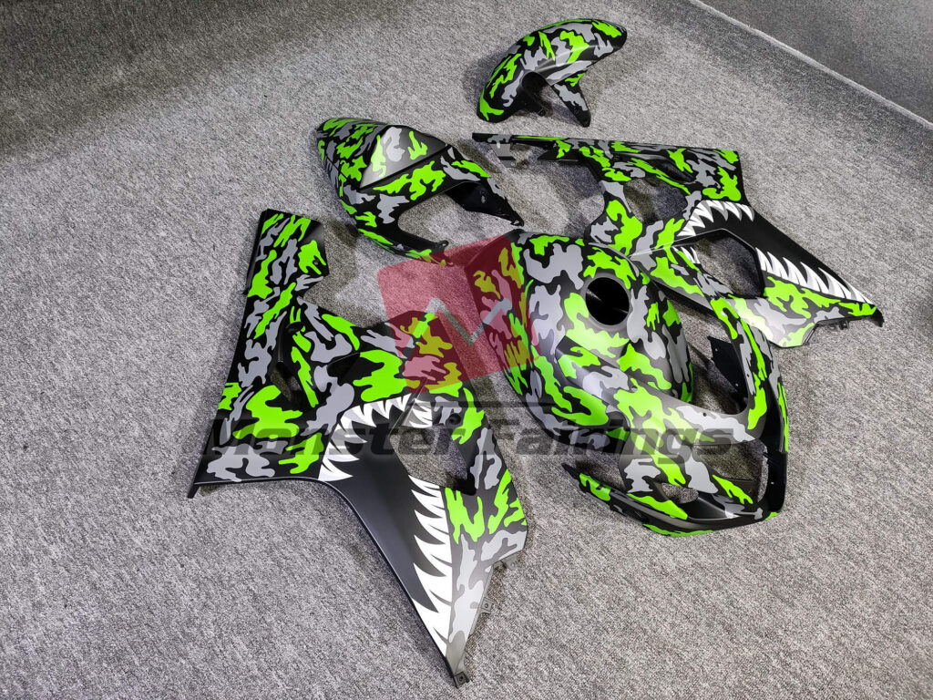 Green Camo Shark ABS fairings for Suzuki GSXR 600 - 750 2004 - 2005 - premium OEM fit kit by Monster Fairings