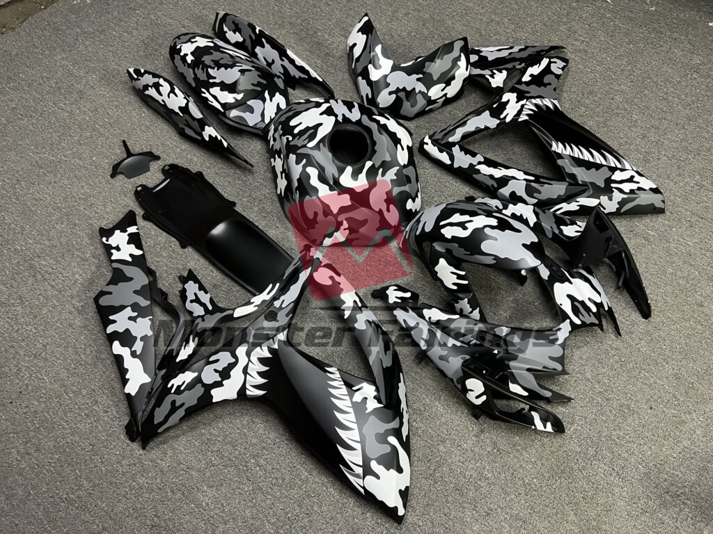 Monster Fairings ABS fairing kit for Suzuki GSXR 600 - 750 2006 - 2007 - Gloss Gray Camo Shark, precise OEM fit