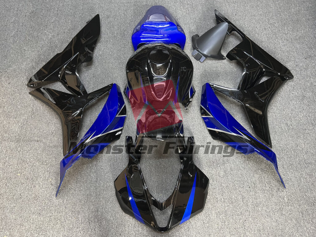 Honda CBR600RR 2007 - 2008 Gloss Black and Blue ABS fairings - custom motorcycle bodywork kit by Monster Fairings