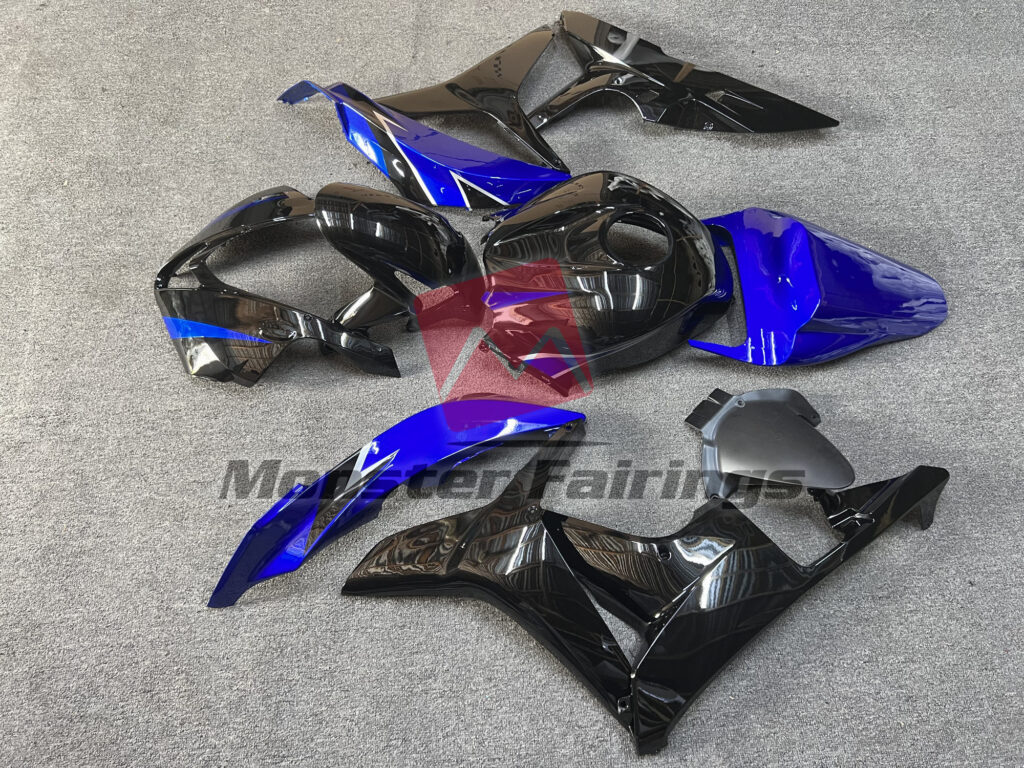 2007 - 2008 Honda CBR600RR Gloss Black and Blue fairing set - ABS injection, custom painted by Monster Fairings