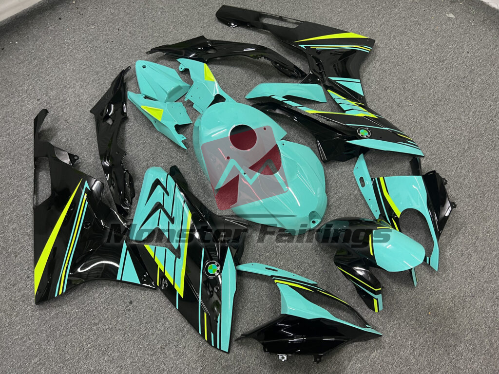Gloss Aqua & Black High Vis Yellow ABS fairings for BMW S1000RR 2015 - 2016 - premium OEM fit kit by Monster Fairings