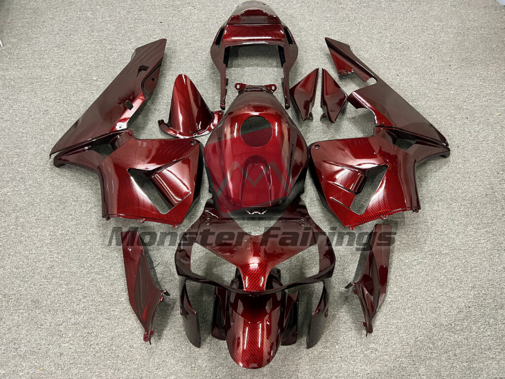 Honda CBR600RR 2003 - 2004 Gloss Red Carbon Fiber Style ABS fairings - custom motorcycle bodywork kit by Monster Fairings