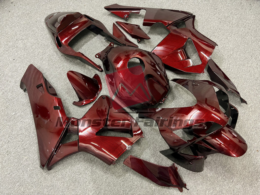 Honda CBR600RR custom ABS fairings 2003 - 2004 in Gloss Red Carbon Fiber Style - durable replacement kit, Monster Fairings