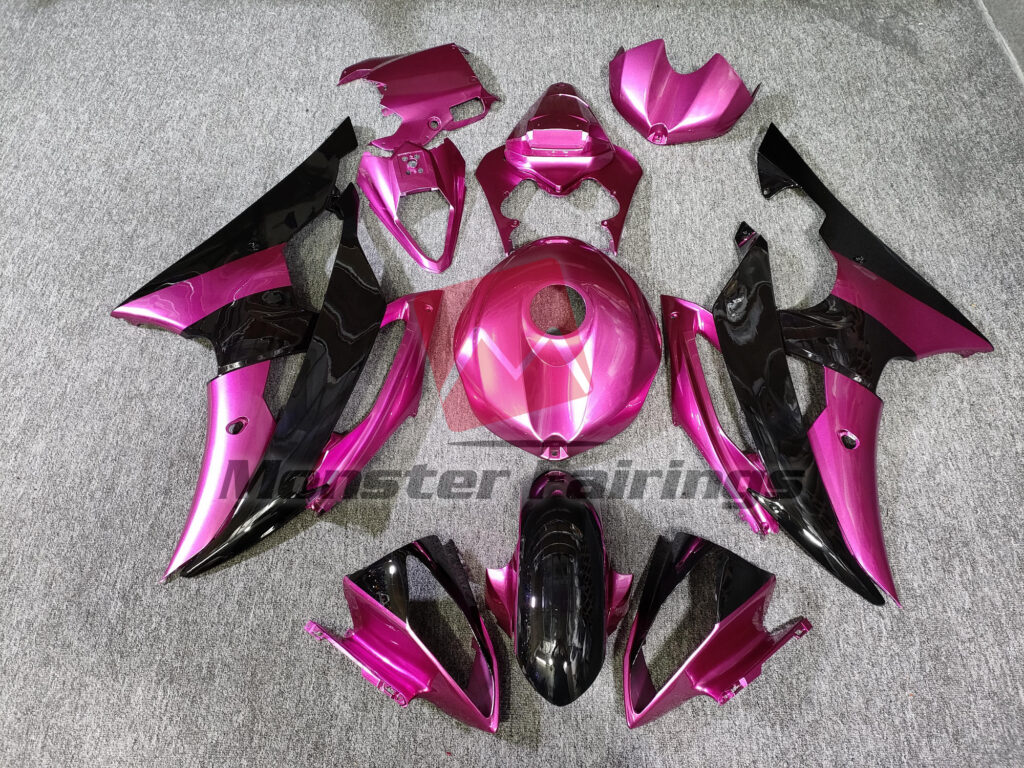 Yamaha R6 2008 - 2016 Gloss Pink and Black ABS fairings - custom motorcycle bodywork kit by Monster Fairings