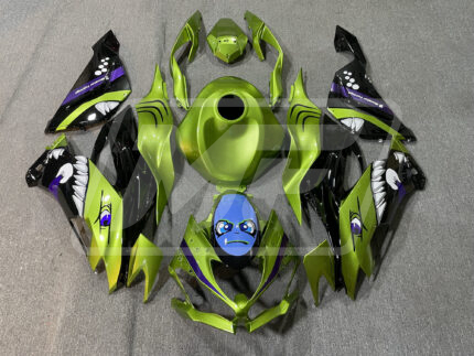 Kawasaki ZX6R 2019-2023 Gloss Green & Black Rossi Shark ABS Fairings | Monster Fairings