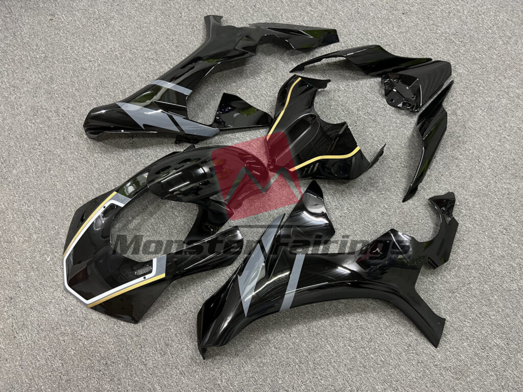 Yamaha R1 custom ABS fairings 2015 - 2019 in Gloss Black Yellow Gray Accents - durable replacement kit, Monster Fairings