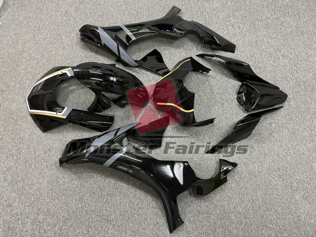 2015 - 2019 Yamaha R1 Gloss Black Yellow Gray Accents fairing set - ABS injection, custom painted by Monster Fairings