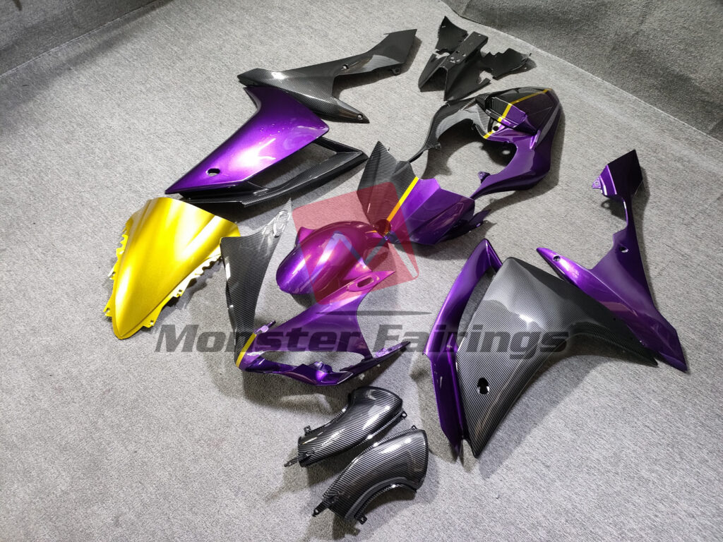 Yamaha R1 custom ABS fairings 2007 - 2008 in Pearl Purple Carbon Fiber Style - durable replacement kit, Monster Fairings