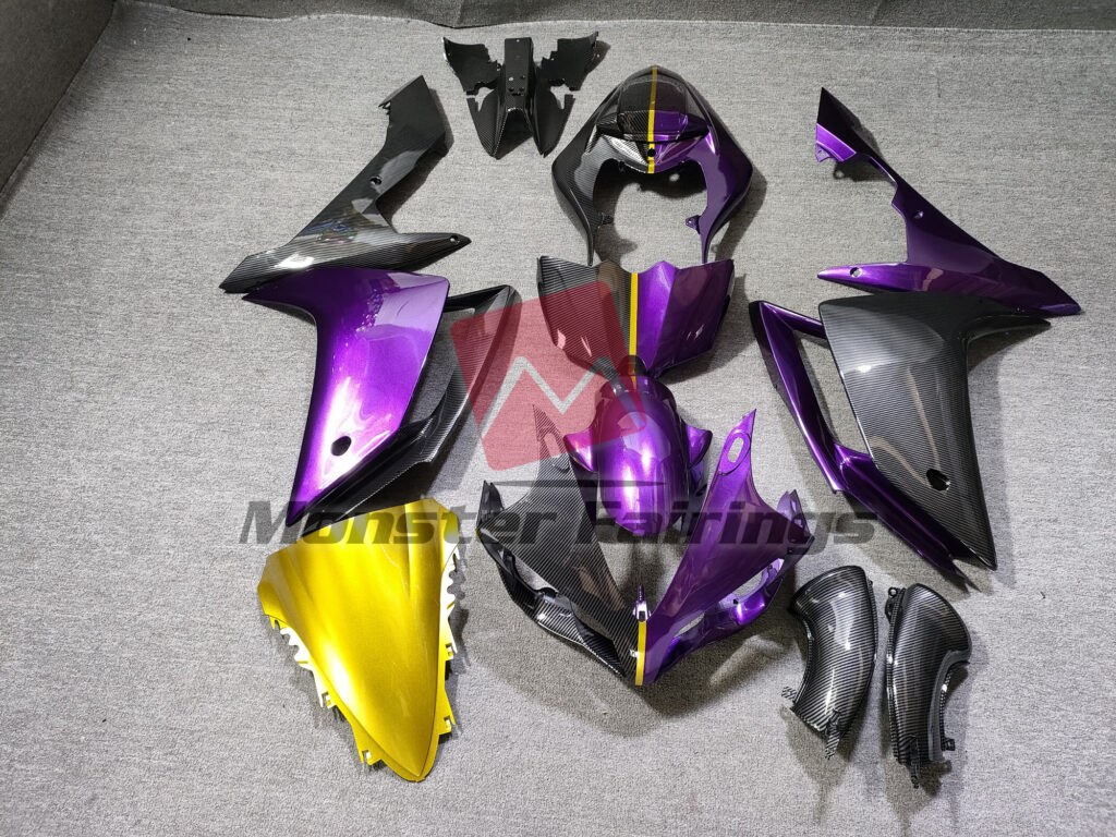 Yamaha R1 2007 - 2008 Pearl Purple Carbon Fiber Style ABS fairings - custom motorcycle bodywork kit by Monster Fairings